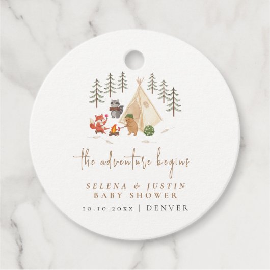 Das Adventure fängt die Baby-Dusche des Campings a Geschenkanhänger (Vorderseite)