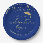 Das Adventure fängt Gold Foil Blue Grad Party an Pappteller (Vorderseite)