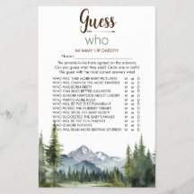 Das Adventure "Guess Who" Baby Shower Game gelasse