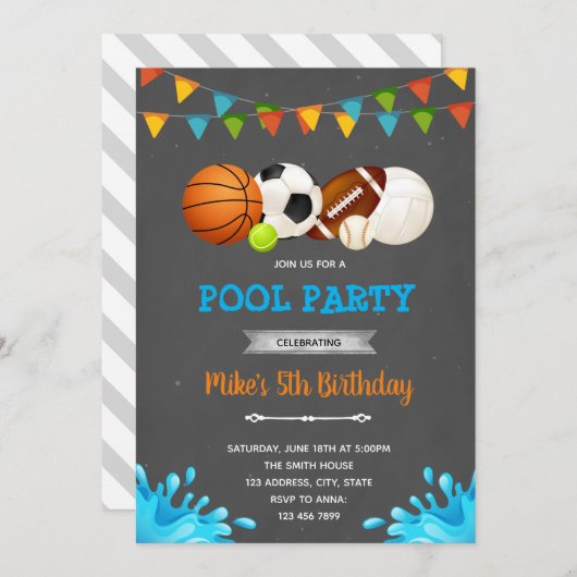 Das All-Star-Sport-Party Einladung (Vorne/Hinten)