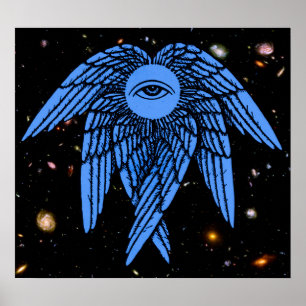 Das alles sehende Auge von Providence im Blau Poster