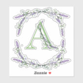 Das Alphabet Monogram "A" Lavender Eucalyptus Aufkleber (Blatt)