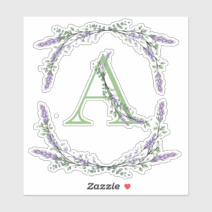 Das Alphabet Monogram "A" Lavender Eucalyptus Aufkleber