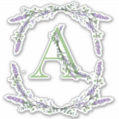 Das Alphabet Monogram "A" Lavender Eucalyptus Aufkleber (Vorderseite)