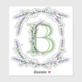 Das Alphabet Monogram "B" Lavender Eucalyptus Aufkleber (Blatt)