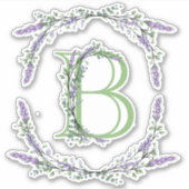 Das Alphabet Monogram "B" Lavender Eucalyptus Aufkleber (Vorderseite)