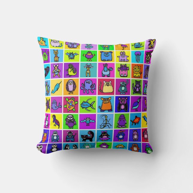 "das Alphabet" & Pinguine Kissen - Quadrate (Vorderseite)