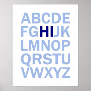 Das Alphabet-Poster von ABC, auf dem HI steht Poster