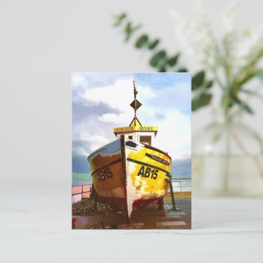 DAS ALTE FISCHEREIBOOT POSTKARTE (Stehend Vorderseite)