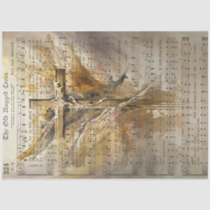 Das alte gequälte Kreuz Seidenpapier