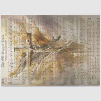 Das alte gequälte Kreuz Seidenpapier