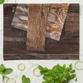 Das alte Holzhaus-Fenster ist verziert Geschirrtuch (Gefaltet)