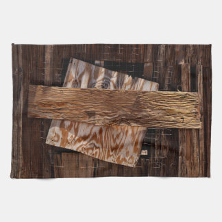 Das alte Holzhaus-Fenster ist verziert Geschirrtuch