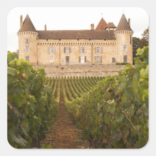 Das alte mittelalterliche Schloss von Rully im Grü Quadratischer Aufkleber (Vorderseite)