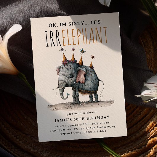 Das Alter ist ein irRELEPHANT'Funny Whimsical Gebu Einladung