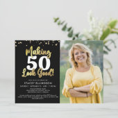 Das Alter sieht gut aus wie das Foto Black Gold zu Einladung (Stehend Vorderseite)