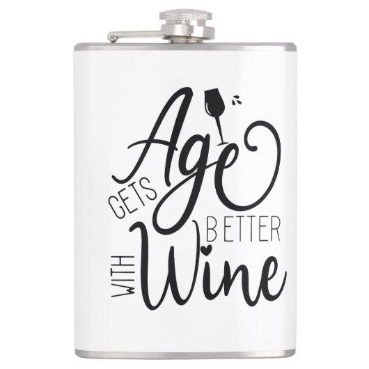 Das Alter wird mit Wein besser Flachmann (Vorderseite)