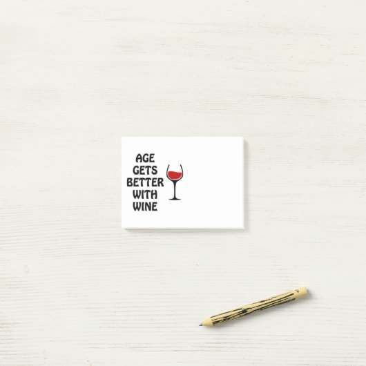 Das Alter wird mit Wein besser Post-it Klebezettel (Auf Schreibtisch)