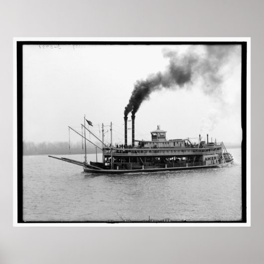 Das Amerika, Mississippi Flussboot, Miss. 1900-19 Poster (Vorne)