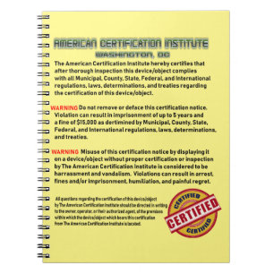 Das amerikanische Zertifizierungsinstitut Notizblock