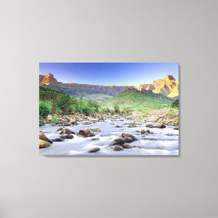 Das Amphitheater und der Tugela-Fluss in Drakensbe Leinwanddruck