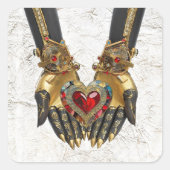 Das Angebot - Herz in den Händen Quadratischer Aufkleber (Vorderseite)