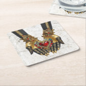 Das Angebot - Herz in den Händen Rechteckiger Pappuntersetzer (angewinkelt)