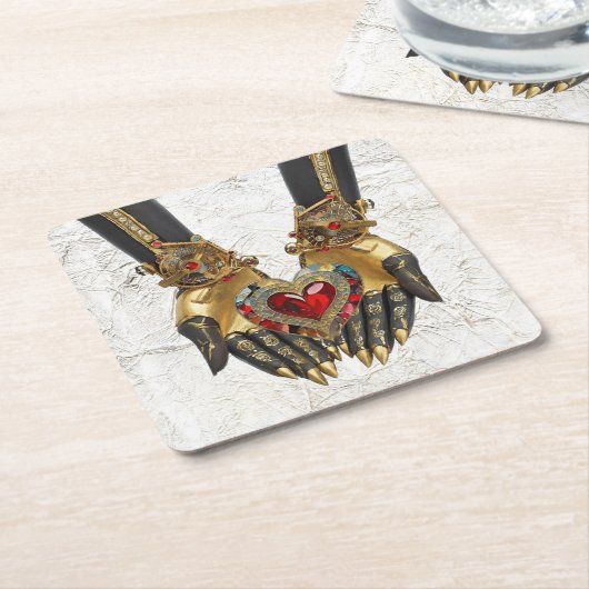 Das Angebot - Herz in den Händen Rechteckiger Pappuntersetzer (angewinkelt)