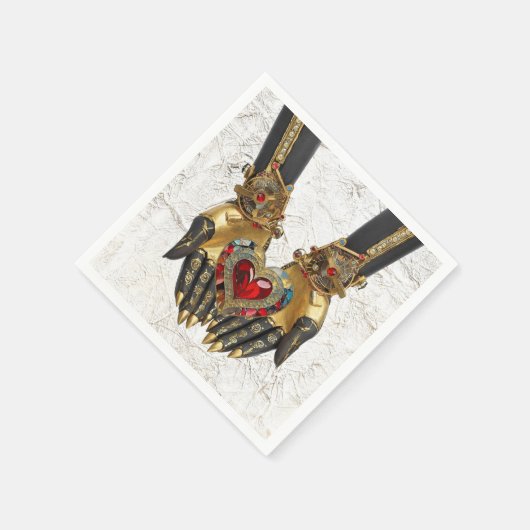 Das Angebot - Herz in den Händen Serviette (Ecke)