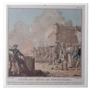 Das Anheben der Belagerung von Pondicherry, 1748, Fliese