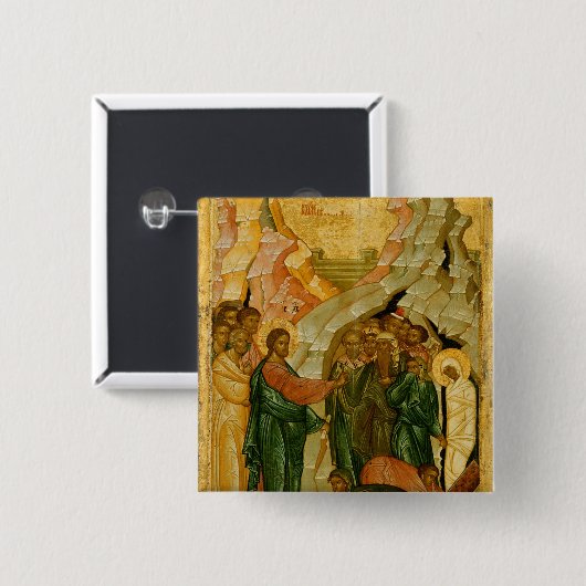 Das Anheben von Lazarus, russische Ikone Button (Vorne & Hinten)