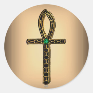 Das Ankh (Gold) Runder Aufkleber