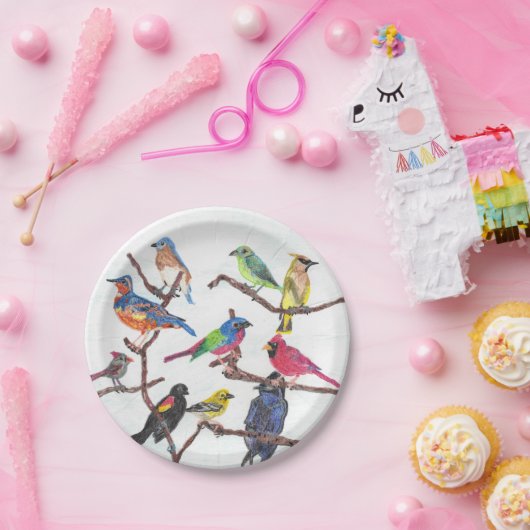 Das Ansammlungs-bunte Singvogel-Papierplatten-Set Pappteller (Party)