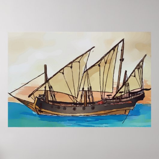 Das antike Segelschiff Xebec Poster (Vorne)