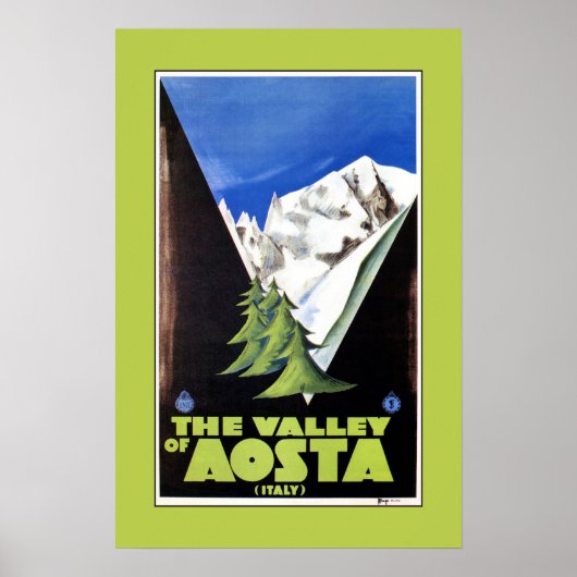 Das Aostatal Italienische Alpen Reiseplakat Poster (Vorne)