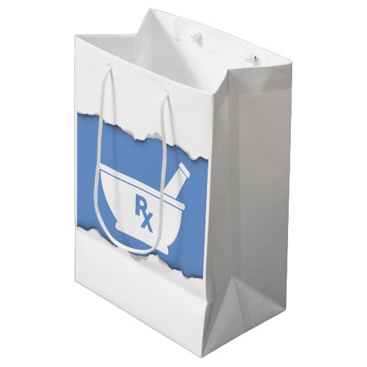 Das Apotheken-Mörser-und Stampfe-Symbol, das Mittlere Geschenktüte (Vorderseite Schrägansicht)