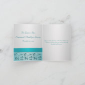 Das Aqua und Silber mit Blumen sind, danken Ihnen, Dankeskarte (Innenseite)