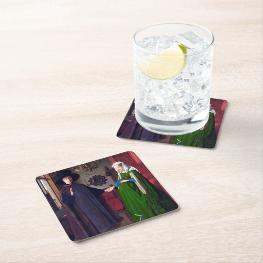 Das Arnolfini-Portrait, Jan van Eyck Rechteckiger Pappuntersetzer (Vor Ort)