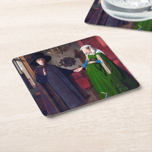 Das Arnolfini-Portrait, Jan van Eyck Rechteckiger Pappuntersetzer (angewinkelt)