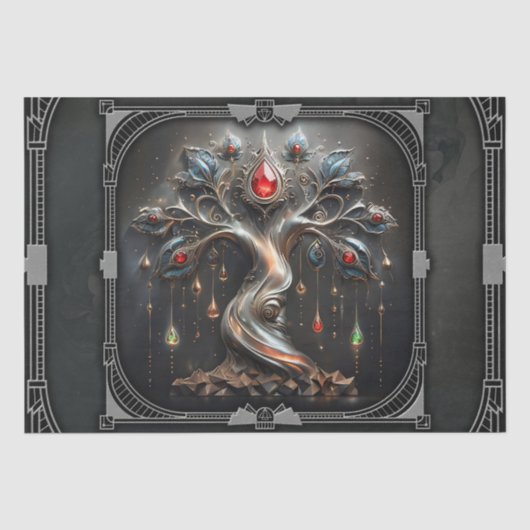 Das Art Deco-Design des Baums des Lebens Seidenpapier (Vorderseite)