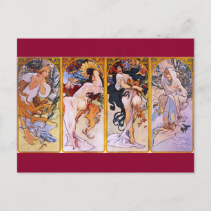Das Art Nouveau der vier Saisons Postkarte