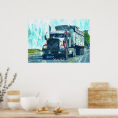 Das Art Poster des Big Rig Red Freight Truck Fahre (Küche)