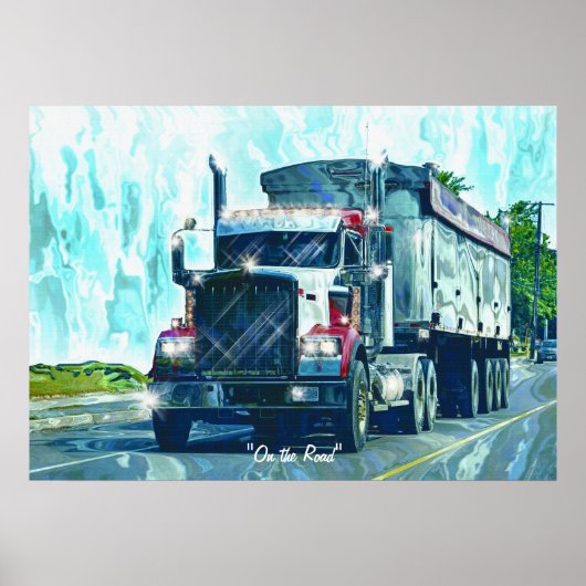 Das Art Poster des Big Rig Red Freight Truck Fahre (Vorne)
