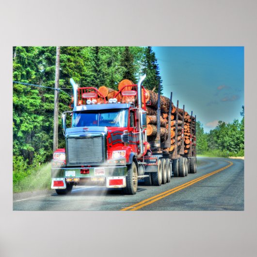 Das Art Poster des Big Rig Red Logging Truck Fahre (Vorne)