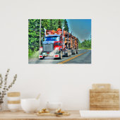 Das Art Poster des Big Rig Red Logging Truck Fahre (Küche)