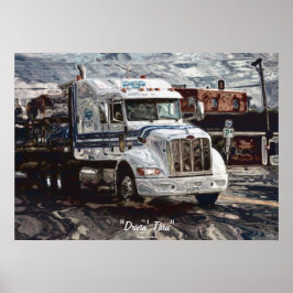 Das Art Poster des Big Rig White Freight Truck Fah