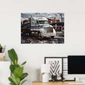 Das Art Poster des Big Rig White Freight Truck Fah (Heimbüro)