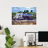 Das Art Poster des Big Rig White Petrol Tankers (Heimbüro)