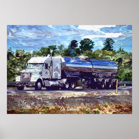 Das Art Poster des Big Rig White Petrol Tankers (Vorne)