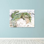 Das Artwork des grünen Drachen Leinwanddruck (Insitu (Holzboden))